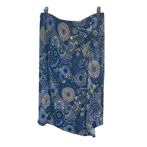 BCBGMAXAZRIA 2 Piece Set V-Neck Top Asymmetrical Skirt Navy Green Geo Print SZ M - Picture 11 of 13